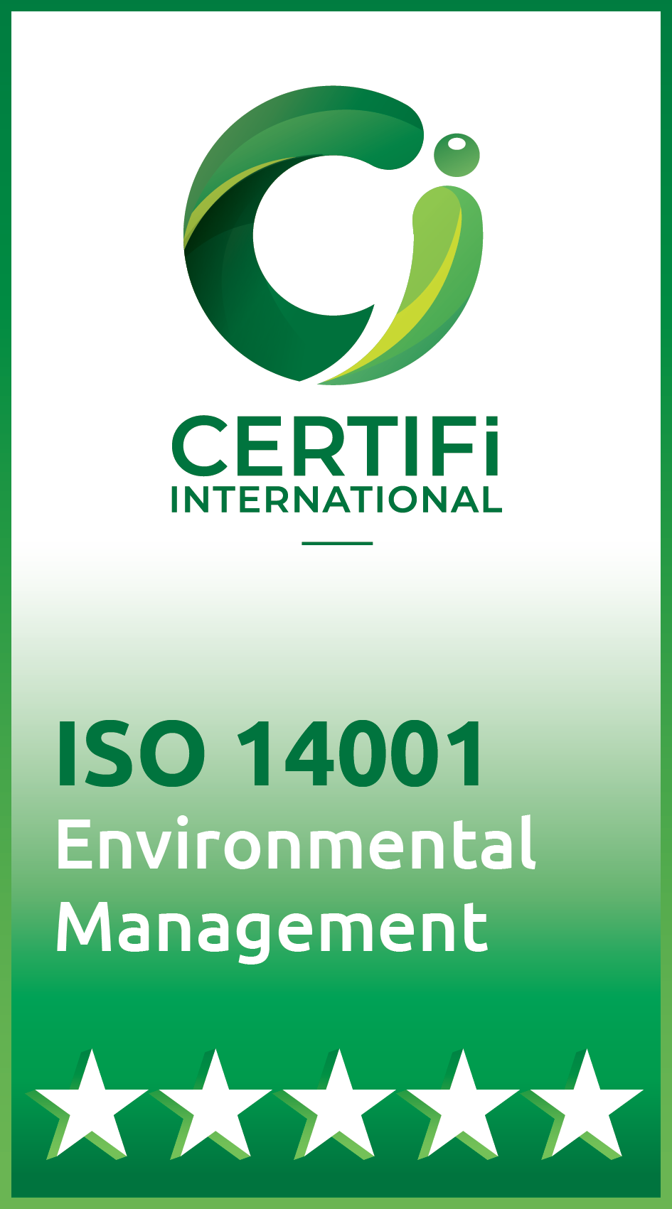 ISO 14001 Environmental Management certified